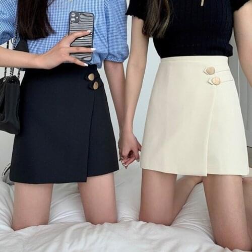 High waist anti-glare A-line skirt female spring/summer 2021 new Korean version of all-match slim casual short skirt
