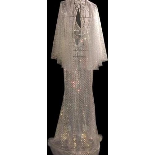 Women Flashing Festival Clothing Sequins See Through Dress Bar DS Women Singer Outfit Dance Dress Birthday Celebrate Long Dress