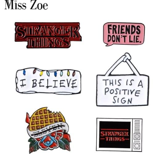STRANGER THINGS Enamel Pins TV Series Eleven Brooch Friends don't lie Badge Denim Shirt Lapel Pin Gothic Jewelry Gift for Fans