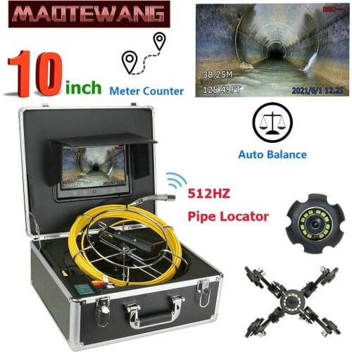 10 inch monitor 22mm camera long spring Meter Counter Auto Self Leveling 512hz locator sonde camera pipe inspection camera