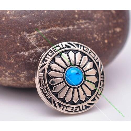 10pcs 20mm Silver Sun Flower Carved Blue Turquoise Leathercraft Accessories Western Saddle Tack Bridle Belt Conchos Screw back