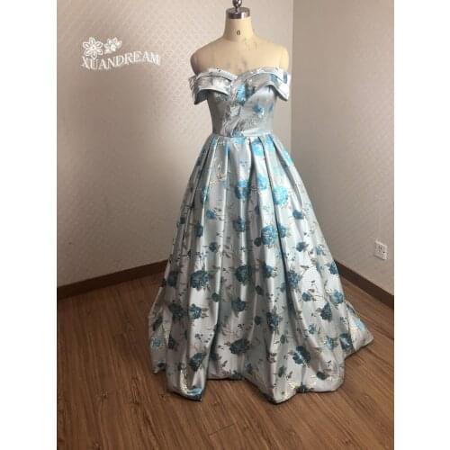 2019 Specail occasion print vestidos de fiesta cortos elegantes de gala sweetheart puffy long prom dresses for evening party