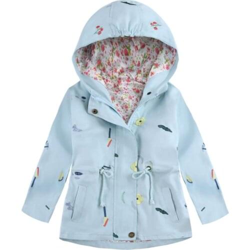 2019 Spring Autumn fashion Girls Jackets And Coats Embroidery Hooded Jackets For Kids Windbreaker Children Outerwear Coats 3-7Y