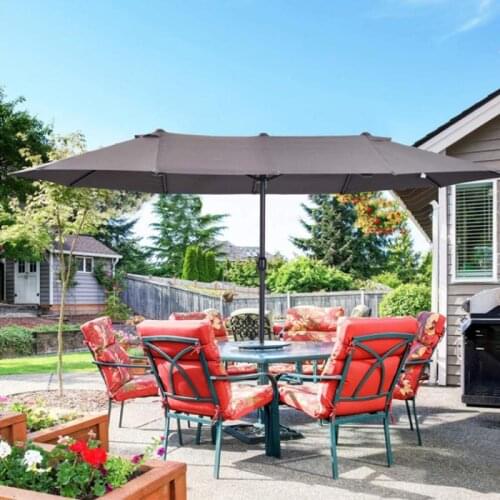 270x460cm outdoor garden parasol with crank Beach Umbrella Canopy greater coverage UV Protection Rainproof Sun Shade Shelter HWC