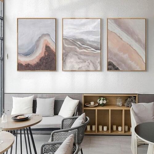 3pc Pink Nordic Oil Painting on Canvas Posters and Prints Scandinavian Wall Art Picture for Living Room Home Decor Frameless