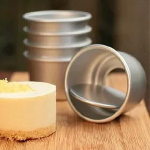5Pcs Set Mini Cake Baking Mold Non Stick Baking Pans with Removable Bottom Small Size Cake Food Grade Aluminum Alloy Kitchen