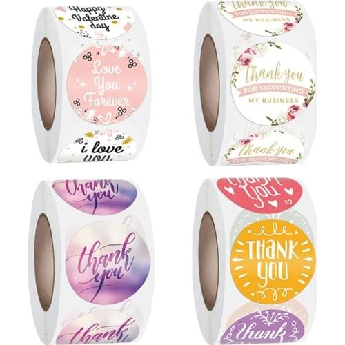 500pcs/Roll For Sealing Label Thank You Sticker Gift Wrapping Sticker Birthday Party Stationery Sticker
