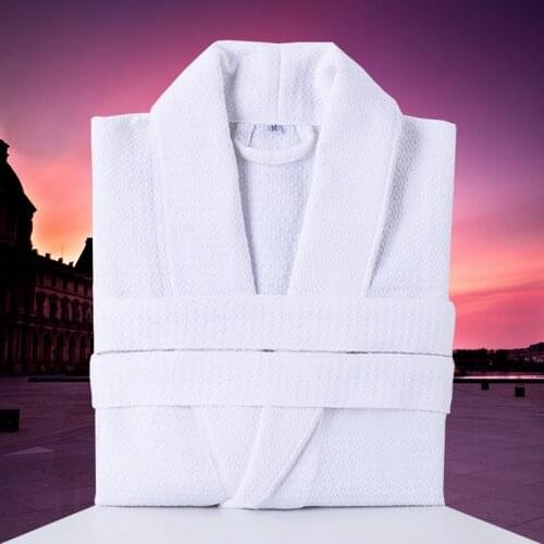 100% Cotton Waffle Men Bathrobe Summer White Plus Size XL Bath Robe Mens Waffle Robes for Women Long Dressing Gown Sleepwear