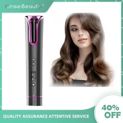 Wireless Automatic Hair Curler Cordless Portable Hair Iron Curler USB Rechargeable LCD Display Fast Heating Ceramic Curly