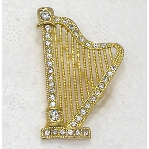 Clear Rhinestone Harp christian music Pin brooches C907 A2