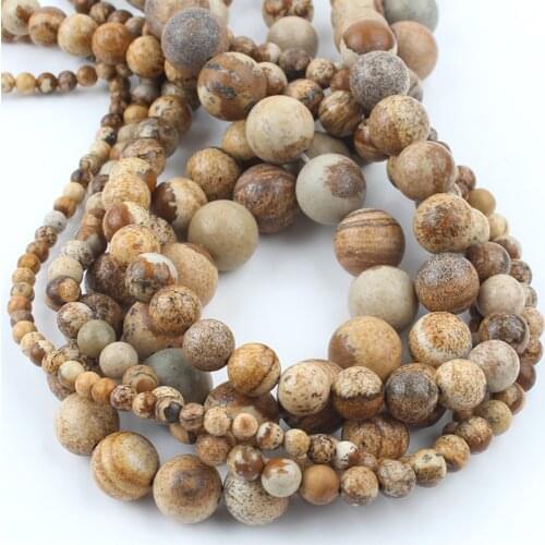 Natural Stone Picture Jaspers Beads Loose Spacer Beads For Jewelry Making DIY Pearls Bracelets Earrings 15"Inches 4 6 8 10 12mm