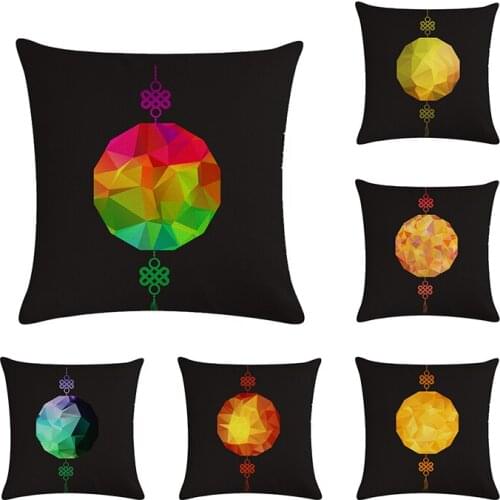 Decor Cushion Cover Lantern Black Background Printed Pillowcases Cotton Linen Square 45*45CM On Sofa Bed Throw Pillow Case ZY637
