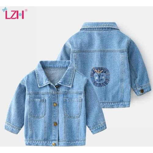LZH 2021 Childrens Denim Jacket Casual Kids Tops Autumn New Baby Boys Denim Jacket For Children Caots Embroidery Boys Clothes