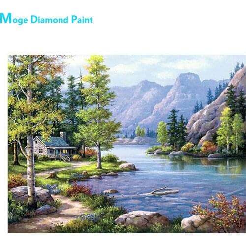Valley Lake Scenery Diamond Painting Diamond Painting Scenic Nouveaute DIY Mosaic Embroidery 5D Cross Stitch Home Decor Gifts