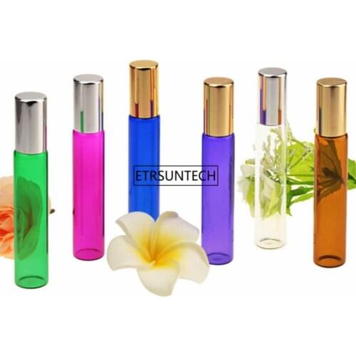 100pcs 10ml Essential Oil Perfume Bottle Roller Ball Glass Roll On Durable For Travel Cosmetic Container F3332