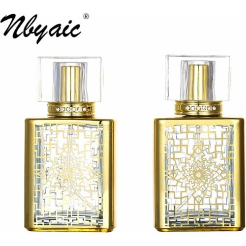 Perfume sub-bottle electroplating gold random pattern 50ml glass bottle threaded detachable spray bottle empty bottle 1pcs