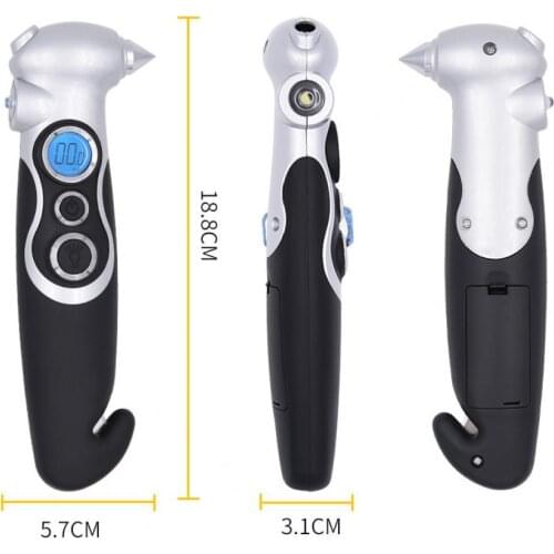 Tire Gage 4-in-1 High Accuracy Versatile Portable Digital Tire Pressure Gauge Rescue Car Accessory Emergency Lifesaving Hammer