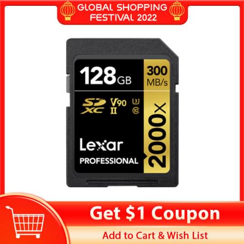 Lexar Memory Card 128GB Professional SD Card 64GB 2000x High Speed SDHC SDXC Card 32GB UHS-II Card U3 For 4K Full HD Video Camer