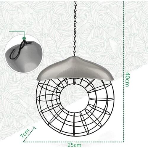 Bird Feeder Windproof Rainproof Fat Ball Holder Round Wreath Metal Hanging Outdoor Bird Feeder With Large Food Ring