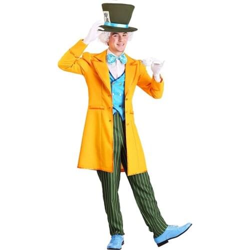 Halloween costume for Men Alice In Wonderland Prestige Mad Hatter Costume Crazy Hat Cosplay Christmas Costume For Adult