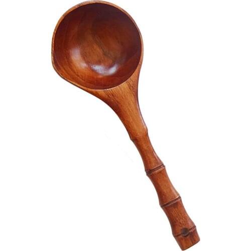 Cooking Utensil Wooden Spoon Soup Ladle Dining Flatware Home Brown Durable Creative Long Handle Kitchen Tool Catering Tableware