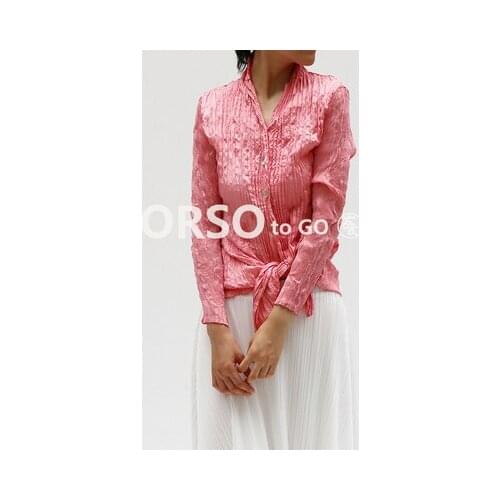 HOT SELLING pleated handmade stand collar shirt fish scale single breasted shirt IN STOCK