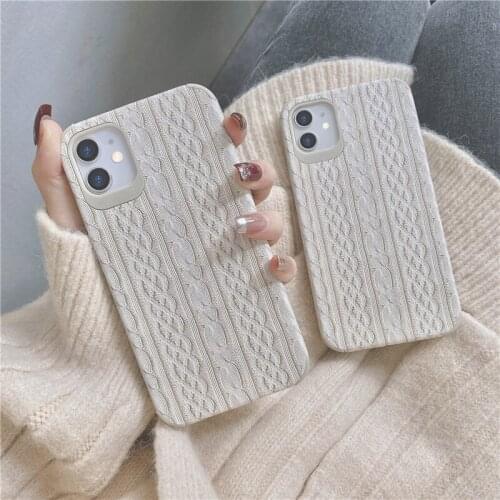 Cute Sweater knitted Print Case for iPhone 12 Pro Max 11 XR 7 8 Plus XS X SE 2020 12 Mini Silicone Soft 11pro 7P Phone Cover