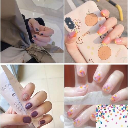 Multiple cute cartoon pattern false nails french 24pcs with glue short size lady full nail tips Bride fake nails flower candy