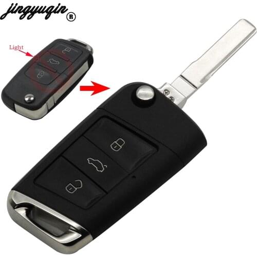 Jingyuqin Modified Folding Key Shell Case For Volkswagen VW Golf 7 Jettaa Passat Beetle Polo Bora 3 Buttons Uncut Blade