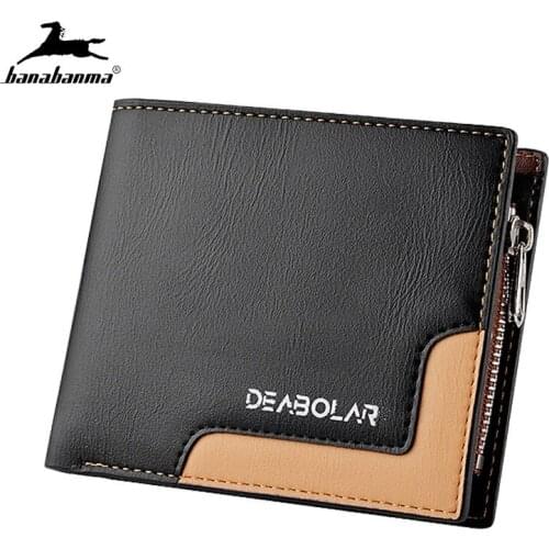 Wallets For Men 2020 Vintage Style Zipper Short Male Purse Carteira Masculina Solid Coin Pocket Male Three Fold Purse Carteria