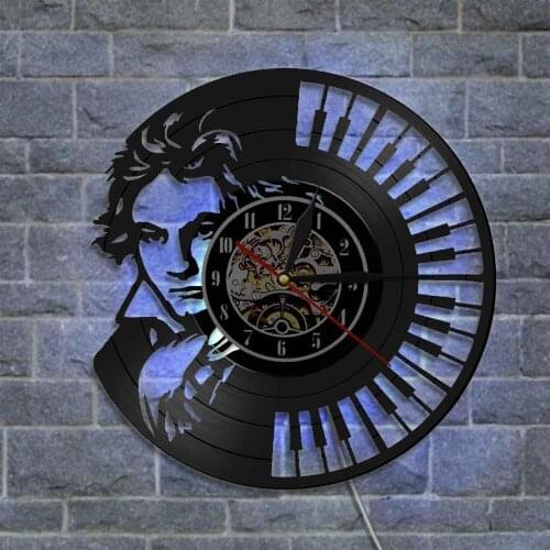 Music Prince Modelling Vinyl Record Wall Colck 7 Colors Changing Lighting Art Clocks Home Living Room Decor for Musician Gift