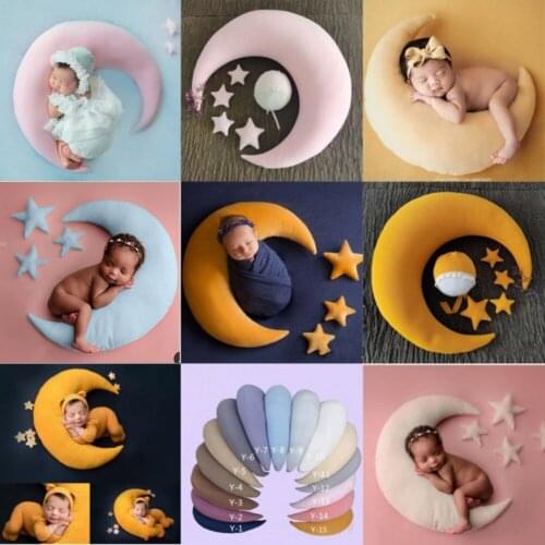 Crescent Stars Moon Pillow Sets Newborn Photography Props Baby Posing Cushion Photo Shooting Set for Infant Newborn Gifts