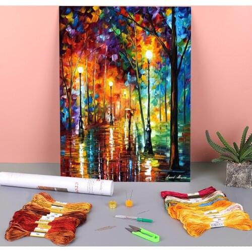 Late Evening Stroll Printed Canvas 11CT Cross Stitch Kit DIY Embroidery DMC Threads Handmade Painting Knitting Package