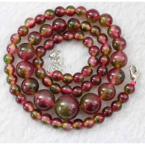 New Tourmaline stone chalcedony jades stones 6-14mm round beads newly making jewelry necklace 18" B1026