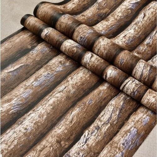 Beibehang Modern 3D wallpaper personalized wallpaper antique wallpaper wood bark wood retro nostalgia bar living room wallpaper
