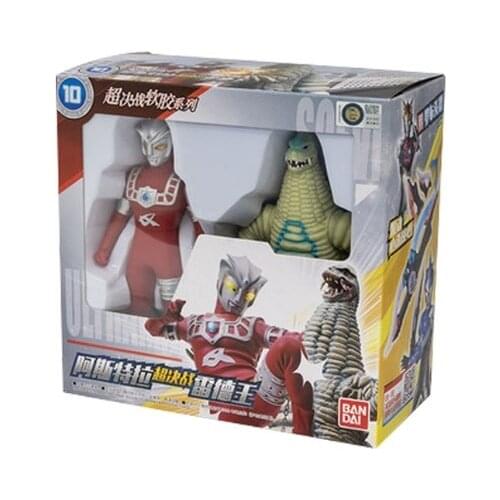 Original Bandai Classic Monsters Red King vs Astra Ultraman Rubber Toys Figure