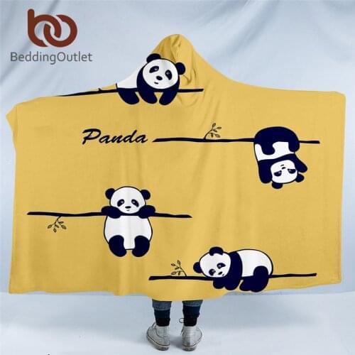 BeddingOutlet Panda Hooded Blanket for Kids Adults Cartoon Sherpa Fleece Blanket Animal Wearable Blanket Cute Mantas De Cama