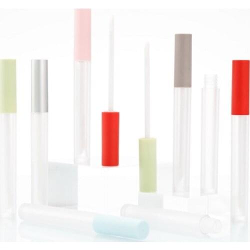 Empty Plastic Lip Gloss Tube Round Frested Lipgloss Tube Silver Lid Lip Gloss Containers Cosmetic Lipgloss Bottles 50pcs/Lot
