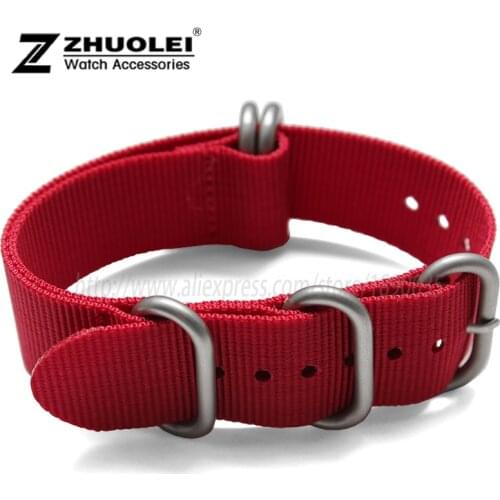 Custom watch strap nylon 18mm 20mm 22mm 24mm red 5 ring ZULU watchband waterproof Nato nylon strap with stainless steel buckle