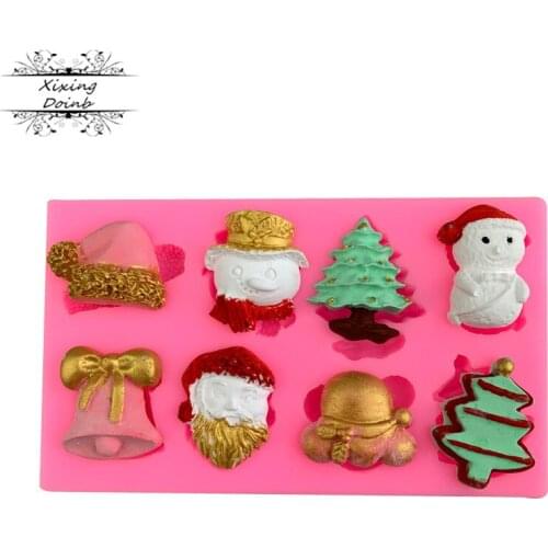 Christmas/snowman/tree/Santa Claus/Bell/hat cake decorating tools silicone mould baking accessories