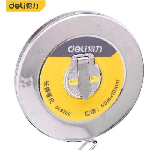 Deli 50m Hand Disc Flexible Ruler Measuring Tool Fiber Measuring Tape Hand Tools for Engineering Measuring High Quality