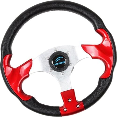 Marine Steering Wheel - PU Foam Cover, 3 Spoke Boat Steering Wheel Fits for 3/4inch (19 mm) Tapered Shaft