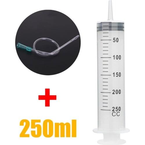 New Large Capacity Syringe 250ml Large Capacity Disposable Syringe For Refilling Measuring & 1m Tube