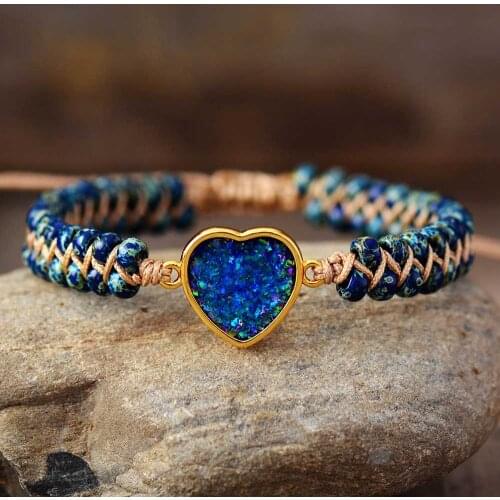Everlasting Beaded Friendship Heart Bracelets Femme Opal String Braided Yoga Bracelet Bangle Boho Fashion Bestfriend Jewelry