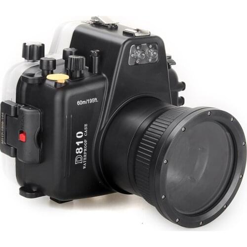 Meikon 60m/195ft Waterproof Underwater Camera Housing Case Diving Equipment for Nikon D810
