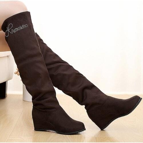 Women Boots 2021 Autumn Winter Ladies Fashion Flat Bottom Boots Shoes Over The Knee Thigh High Suede Long Boots ER875876