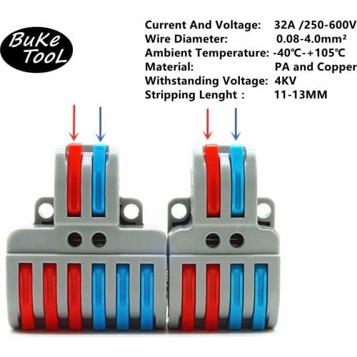 1PCS/LOT WAG Quick Wire Connector Universal Wiring Cable Terminal Push-in Conductor Terminal Block electrical Distributor