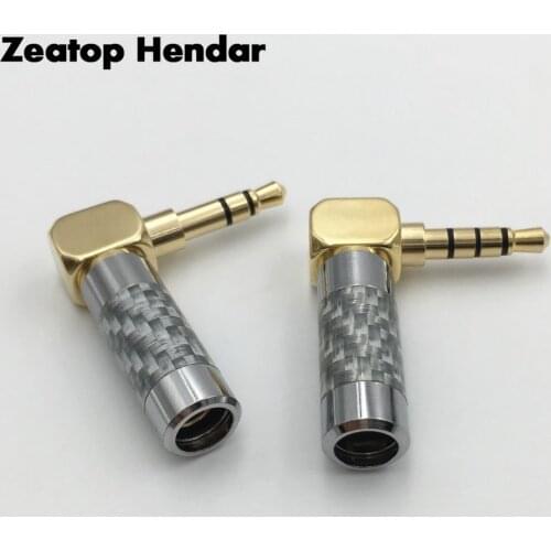 1Pcs Right Angle 3.5mm 3 4 Pole Stereo Male Audio Plug Carbon Fiber Jack for DIY Repair Earphone Headphone Soldering Connector