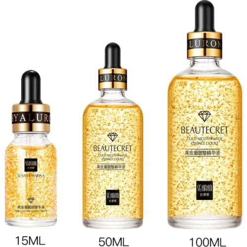 24K Gold Niacinamide Face Essence Moisturizing Anti-aging&Wrinkle Hyaluronic Acid Serum Shrinks Pores Repairs Dry Loose Skin