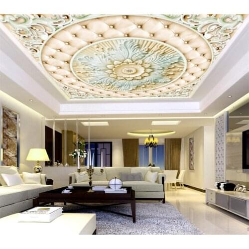 Beibehang 3d wallpaper Classical pattern European Roman flower reliefs flowers Silk Material High Quality Ceiling 3d Wallpaper